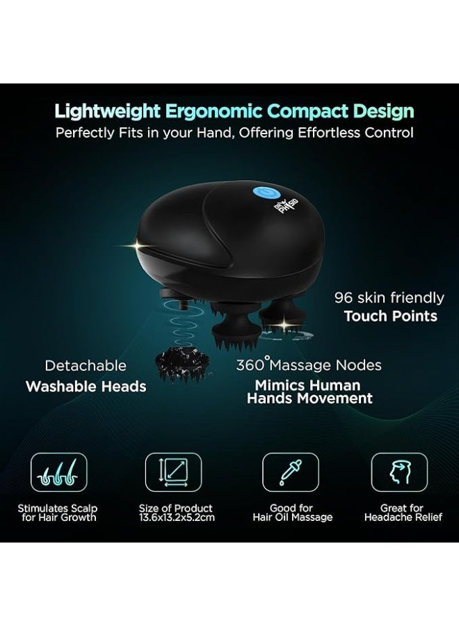 Dr Physio Head and Scalp Massager 1036 , Rechargeable Electric Head Massager for Body Pain Relief, Stress Relief, Hair Growth, Deep Clean & Relaxation, 96 Silicon Kneading Points with Detachable Head - Image 1